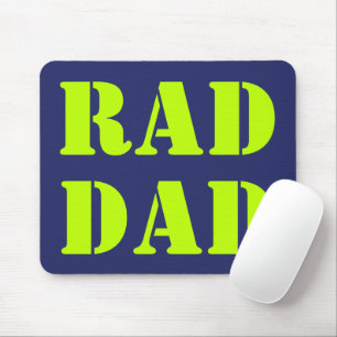 Rad Dad neon green navy blue modern typography Mouse Pad
