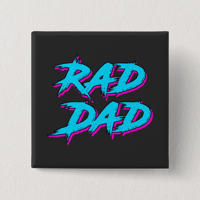 Rad Dad Retro 80's 15 Cm Square Badge (Front)