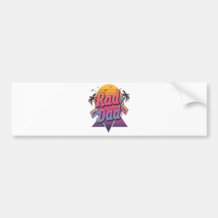 Rad Dad – Retro 80s Neon Style  for Cool Fathers Bumper Sticker