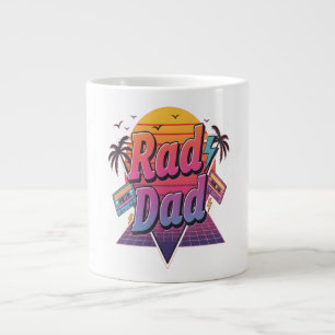 Rad Dad – Retro 80s Neon Style for Cool Fathers Large Coffee Mug