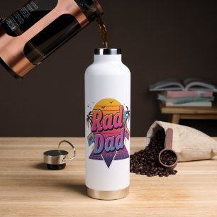 Rad Dad – Retro 80s Neon Style  for Cool Fathers Water Bottle