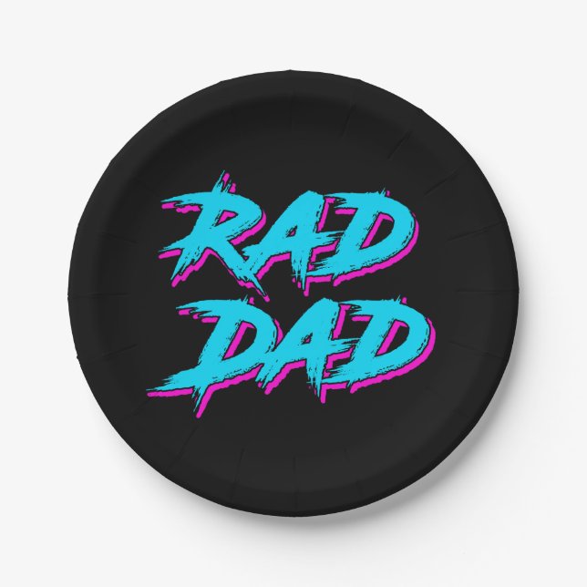 Rad Dad Retro 80's Paper Plate (Front)