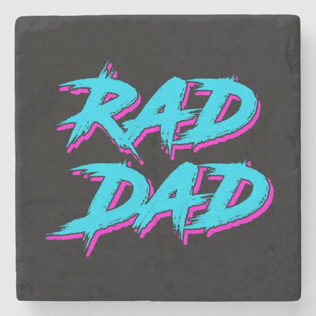 Rad Dad Retro 80's Stone Coaster (Front)