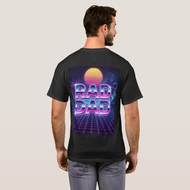 Rad Dad Retro 80s Synthwave Father's Day T-Shirt (Back Full)