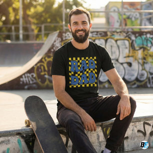 Rad Dad Retro Blue Chequerboard 90s Style Father's T-Shirt