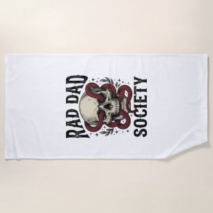 Rad Dad Society Vintage Skull Snake Shirt Design_1 Beach Towel