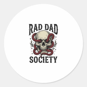 Rad Dad Society Vintage Skull Snake Shirt Design_1 Classic Round Sticker