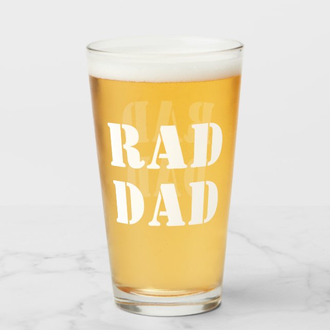 Rad Dad white modern typography cool Glass (Front Filled)