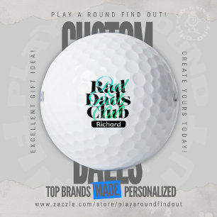 Rad Dads Club Modern Teal Typography Personalized  Golf Balls