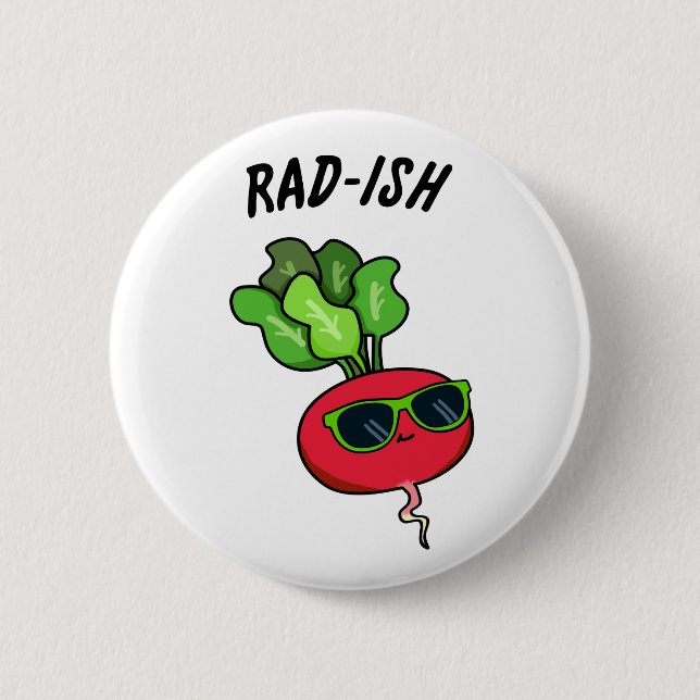 Rad-ish Funny Veggie Radish Pun 6 Cm Round Badge (Front)