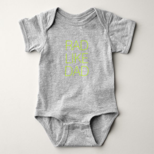 Rad Like Dad neon green minimalist typography cute Baby Bodysuit (Front)