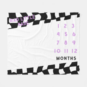 “Rad Little Babe” Check Milestone Fleece Blanket