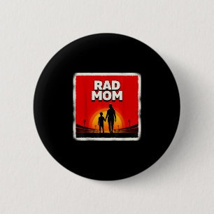 Rad mum mother and son soccer mum sunset  6 cm round badge