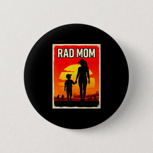 Rad mum mother and son soccer mum sunset  6 cm round badge