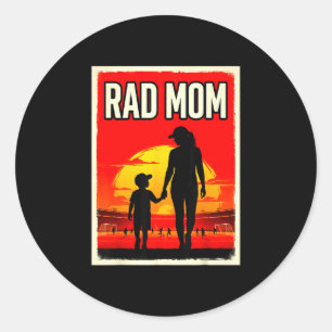 Rad mum mother and son soccer mum sunset classic round sticker