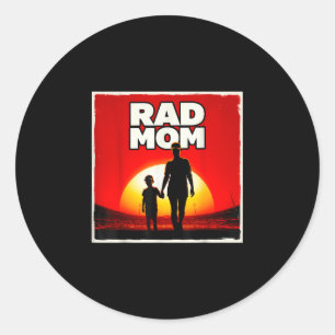 Rad mum mother and son soccer mum sunset classic round sticker