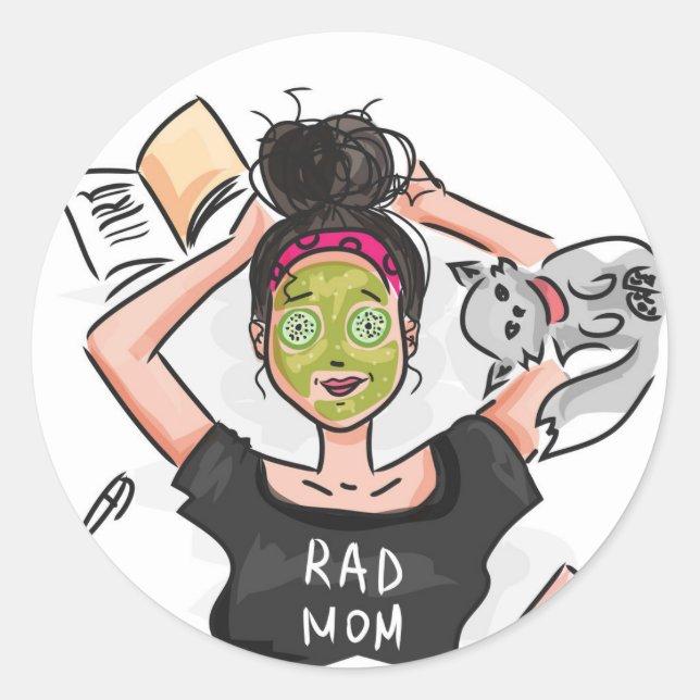 Rad Mum's Relaxing Day Off Classic Round Sticker (Front)