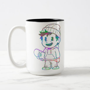 Rad Orange: Skater Boy Retro Two-Tone Coffee Mug