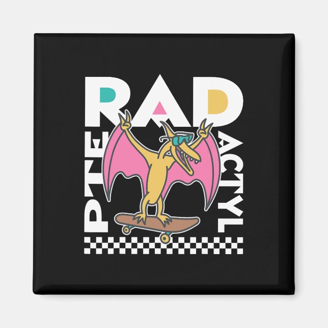 Rad Pterodactyl Skateboarding  Magnet (Front)