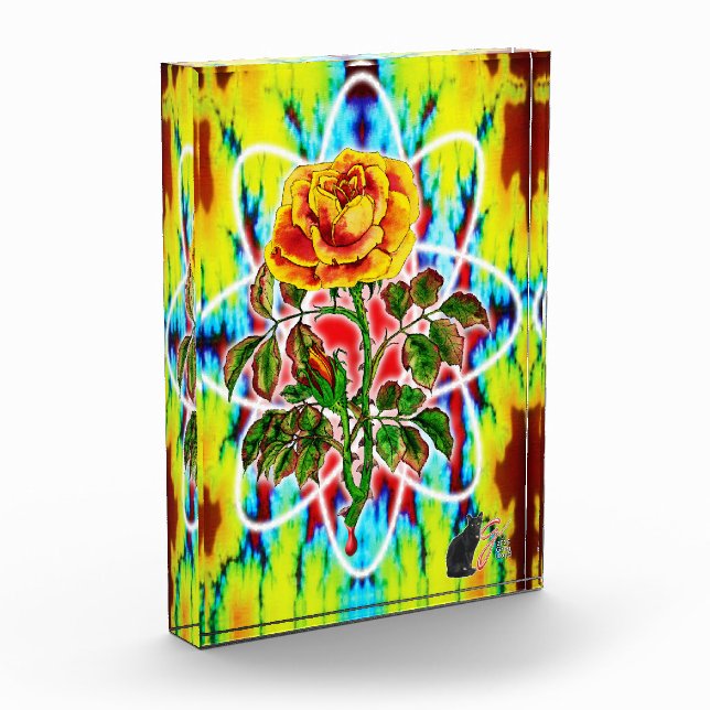 Rad Rad Rose Colour Illustration Acrylic Block (Left)
