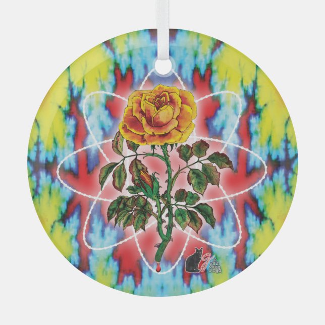 Rad Rad Rose  Glass Tree Decoration (Front)