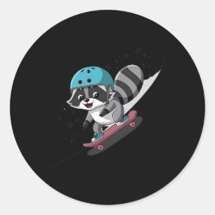Rad Rocket Raccoon Skateboarding Star Classic Round Sticker