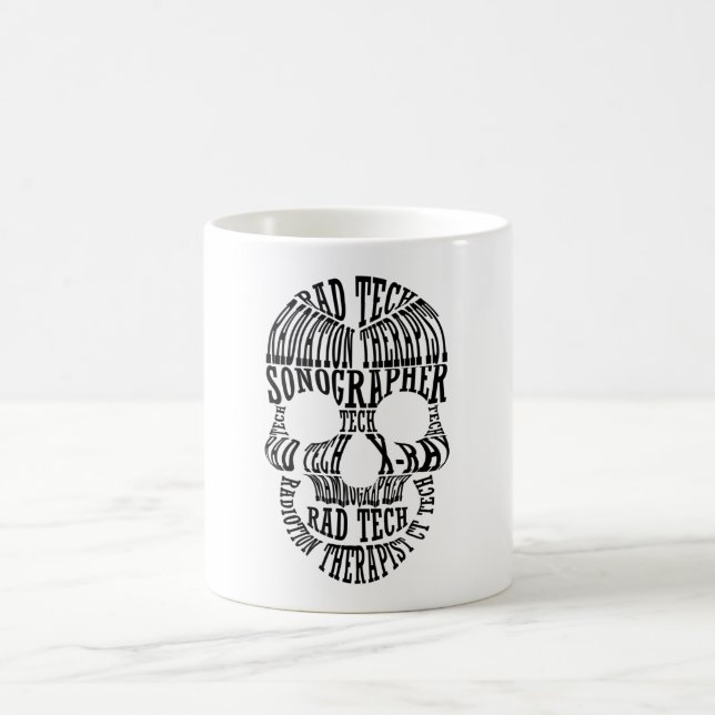 Rad Tech Skull Technologist Xray Radiology Tech Coffee Mug (Center)
