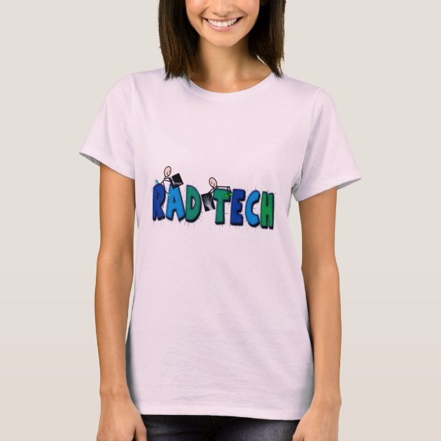 Rad Tech With Stick People and Xrays Design T-Shirt (Front)