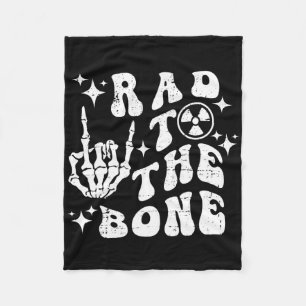 Rad To The Bone Funny Skeleton Rock Hand Halloween Fleece Blanket