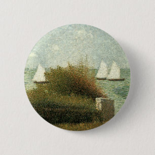 Rade de Grandcamp by Georges Seurat, Vintage Art 6 Cm Round Badge