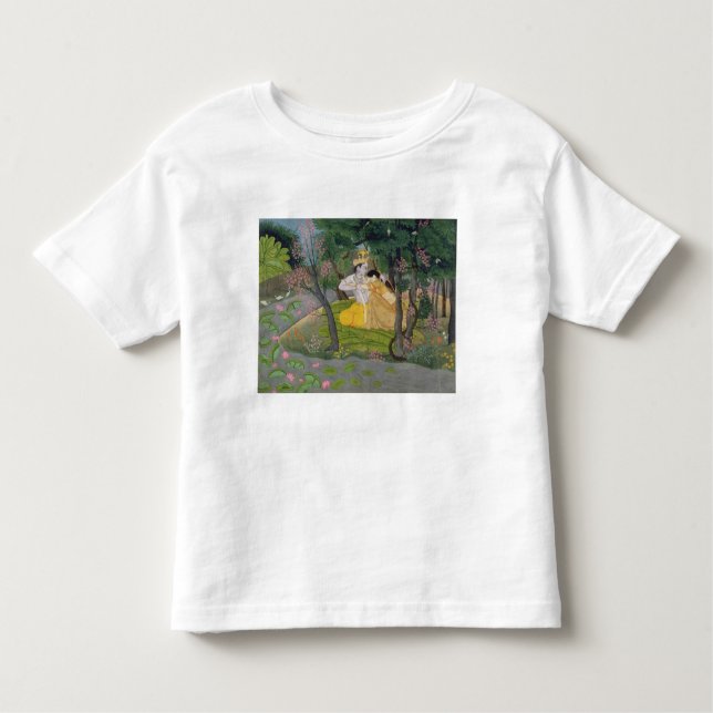 Radha and Krishna embrace in a grove of flowering Toddler T-Shirt (Front)