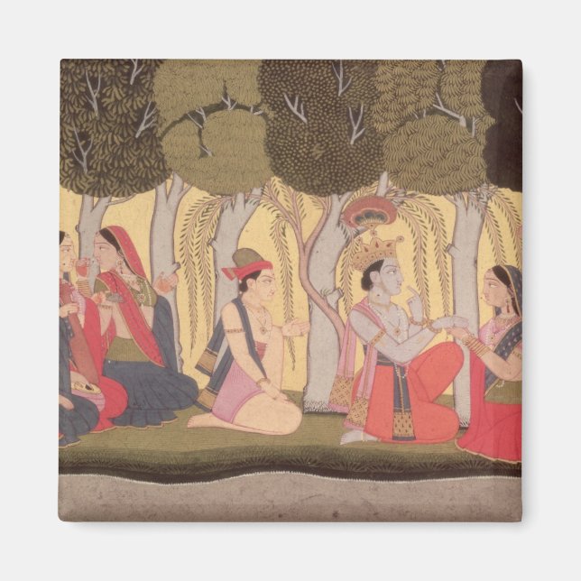 Radha and Krishna seated in a grove, Kulu Magnet (Front)