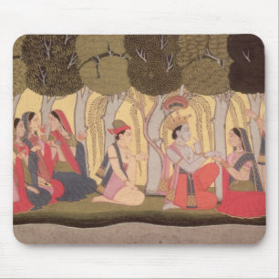 Radha and Krishna seated in a grove, Kulu Mouse Pad