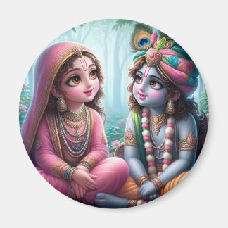Radha Krishna Looking at Each Other Magnet