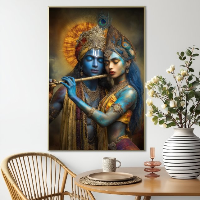 Radha Krishna Love Devine: Modern Hindu Painting Postcard (Creator Uploaded)