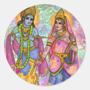 Radha Krishna Playing Holi Sticker
