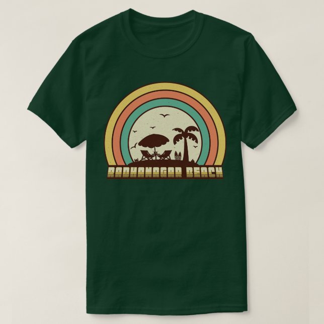 Radhanagar Beach Retro Sunset Style T-Shirt (Design Front)