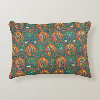 Radhe Krishna Pattern Decorative Cushion