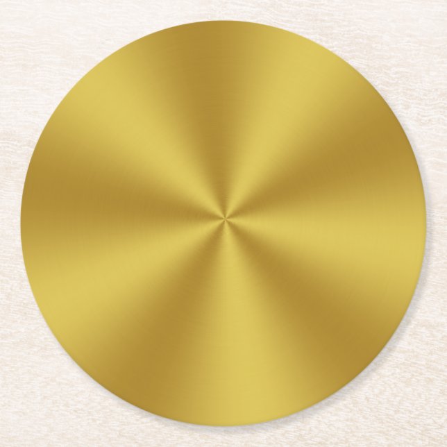 Radial | Metallic Look Faux Gold Round Paper Coaster (Front)