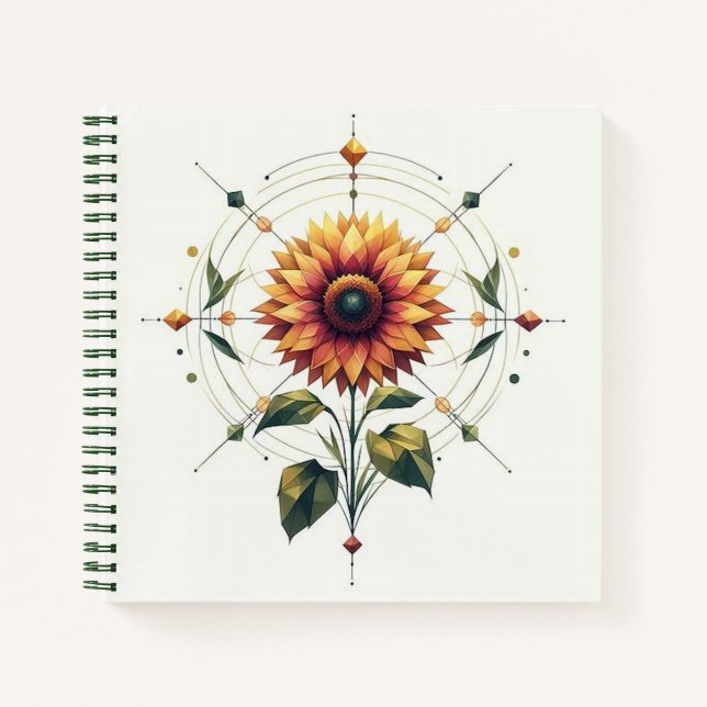 Radial Sunflower Spiral Notebook (Front)