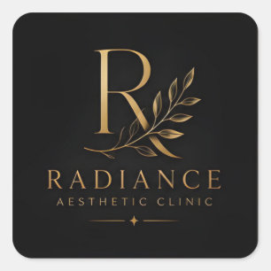 Radiance Aesthetic Clinic Luxury Ginkgo Logo Square Sticker