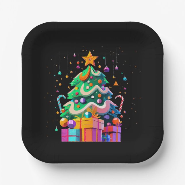 Radiance Christmas Tree Magic Paper Plate (Front)