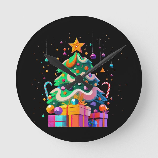 Radiance Christmas Tree Magic Round Clock (Front)