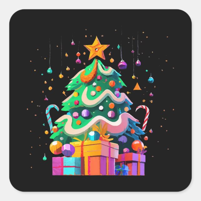 Radiance Christmas Tree Magic Square Sticker (Front)