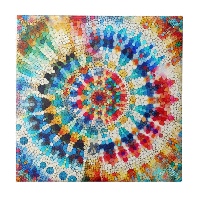 Radiant Abstract Mosaic Mandala Pattern Tile (Front)
