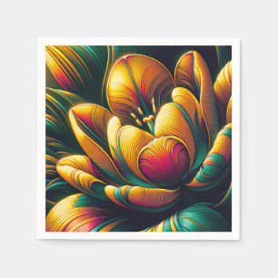 Radiant Abstract Tulip Bloom Napkin