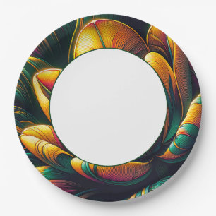 Radiant Abstract Tulip Bloom Paper Plate
