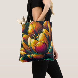 Radiant Abstract Tulip Bloom Tote Bag