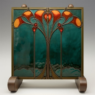 Radiant Amber Bloom Tile