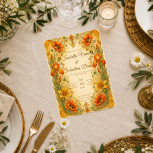 Radiant Art Nouveau Botanical Romance Wedding Invitation